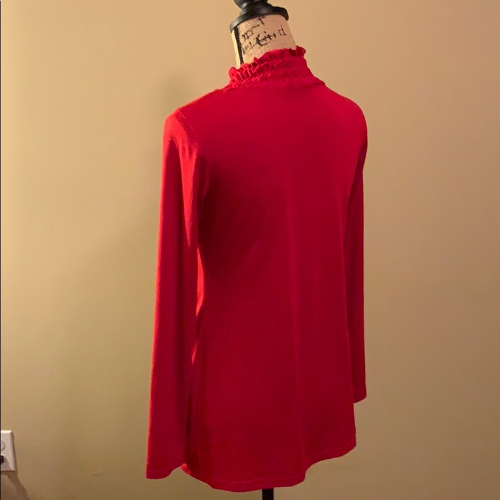Milano Red Ruffled Front Long-Sleeved Top NWT - Picture 6 of 8